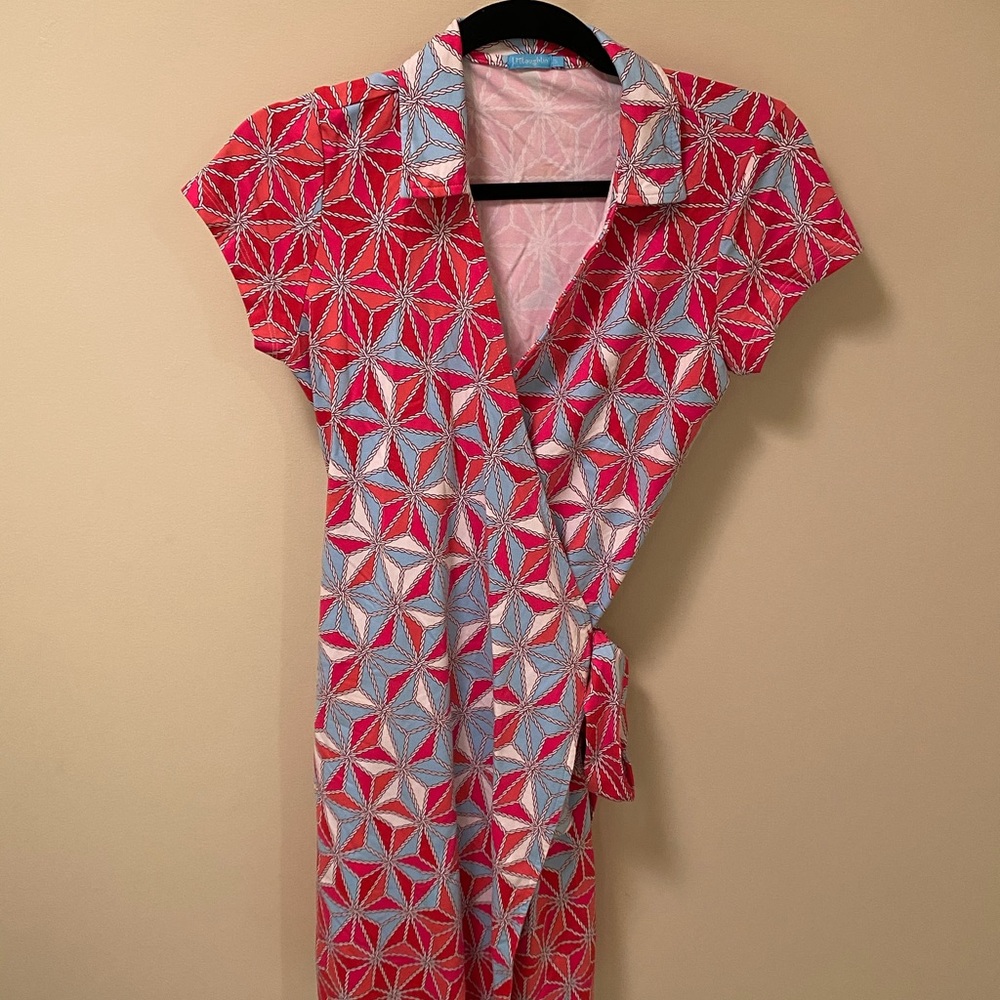 J. McLaughlin Red and Blue Midi Dress